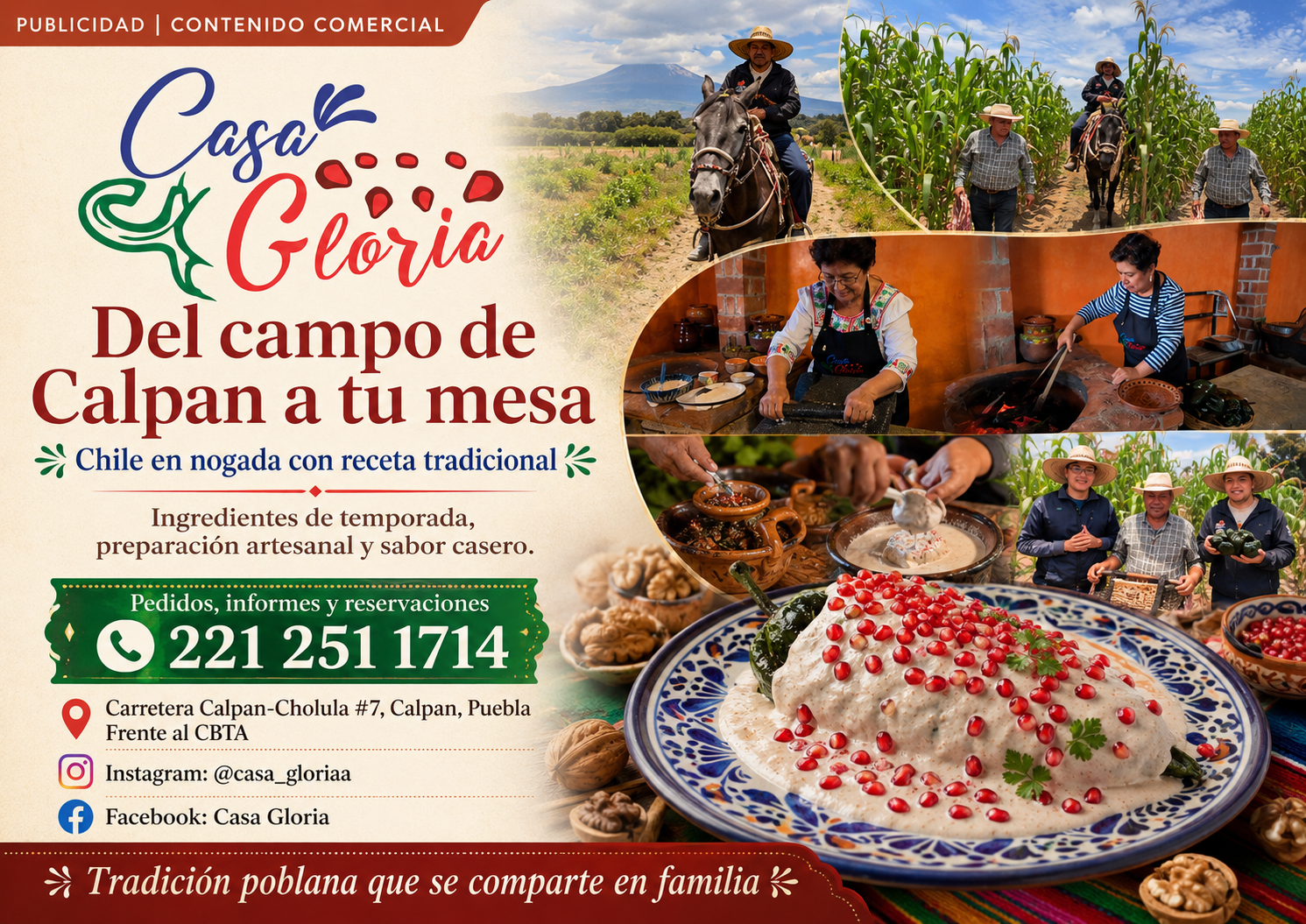 Casa Gloria, del campo de Calpan a tu mesa