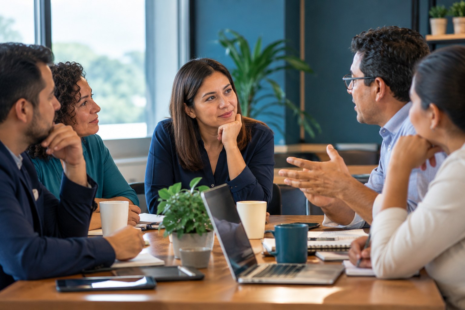 Equipo de personas dialogando en una reunión. Fotografía ilustrativa de archivo, no representa un caso específico de accountability.