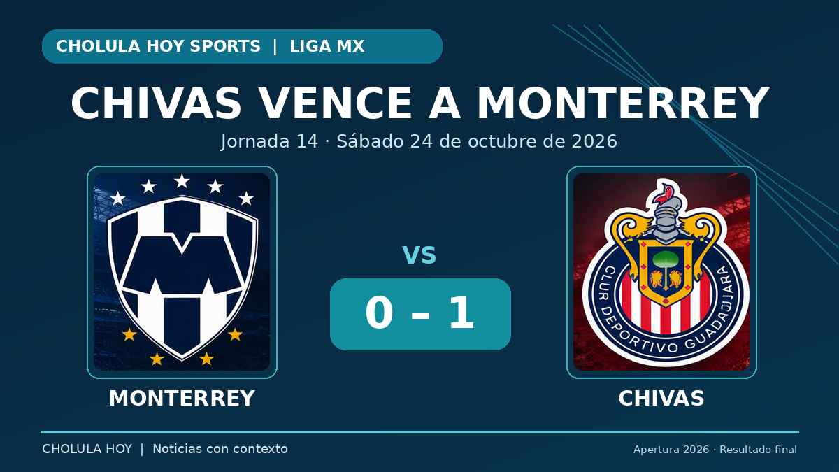 Monterrey y Chivas, resultado 0-1 de la jornada 14.