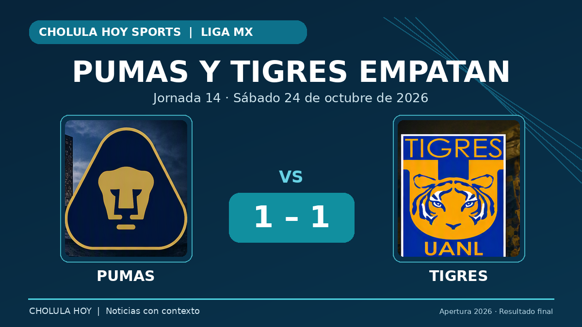Pumas y Tigres, resultado 1-1 de la jornada 14.