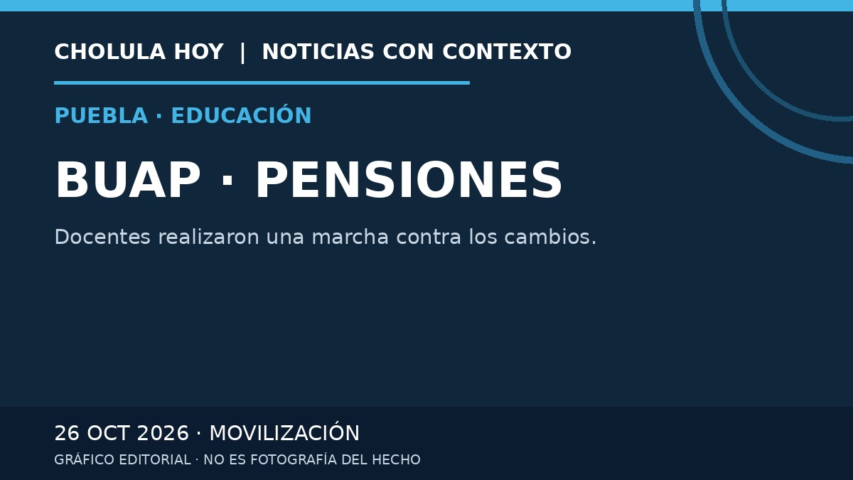 Recurso gráfico original sobre la protesta de docentes de la BUAP; no es fotografía de la marcha.