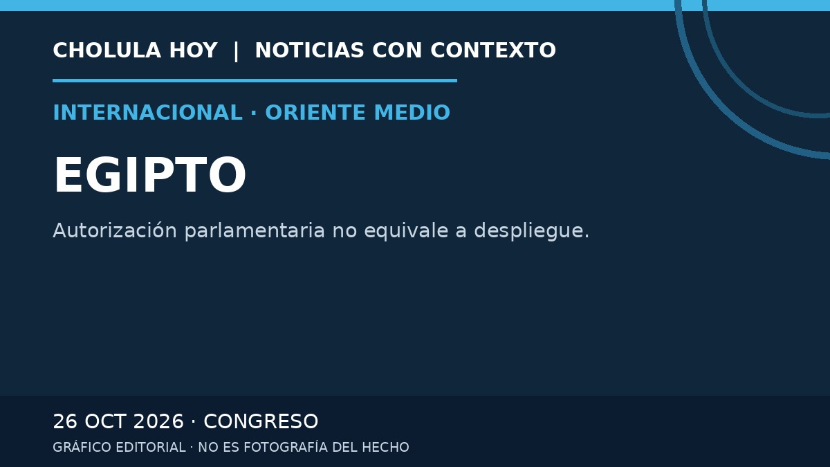 Gráfico editorial sobre la autorización del Parlamento egipcio; no documenta despliegues militares.