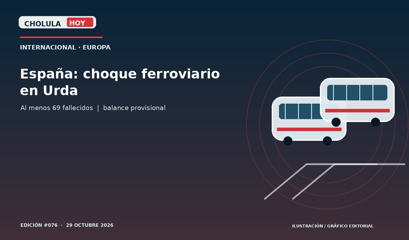 España: choque ferroviario en Urda — ilustración editorial original