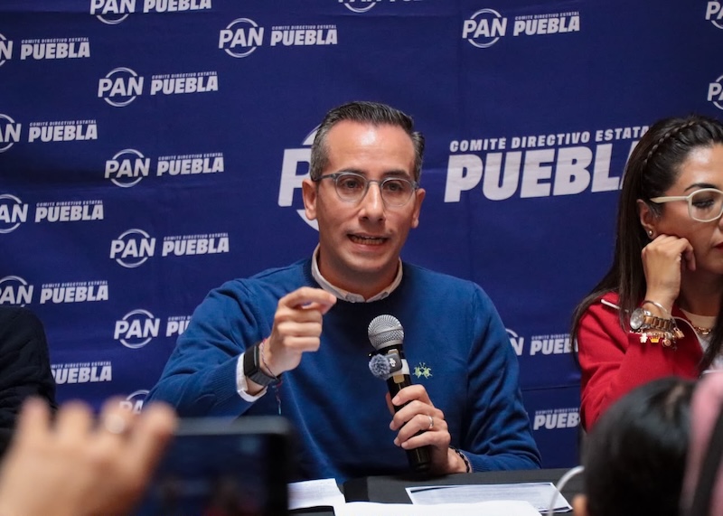 Dirigencia del PAN Puebla en conferencia de prensa.